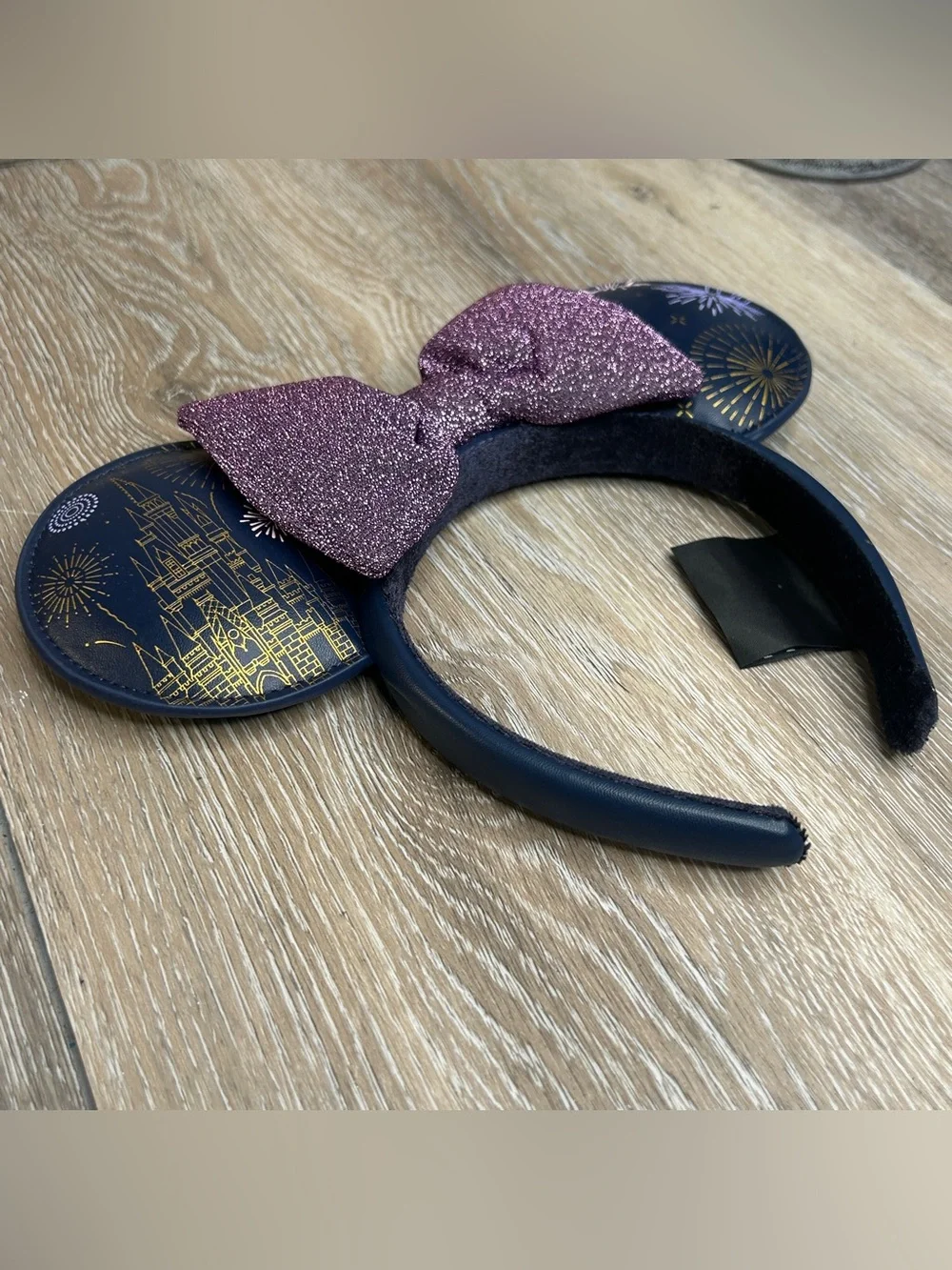 Disney Parks Walt Disney World Castle Fireworks Minnie Ears Purple Bow Navy⁠